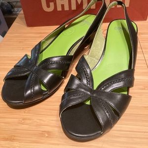 Camper Black Leather Kitten Heel Sandals 9 / 39
